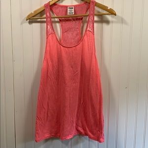 PINK lace racerback tank top